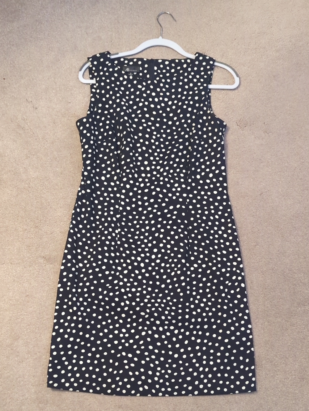 AB Studio Classic Black & White Polka Dot Sheath Dress.